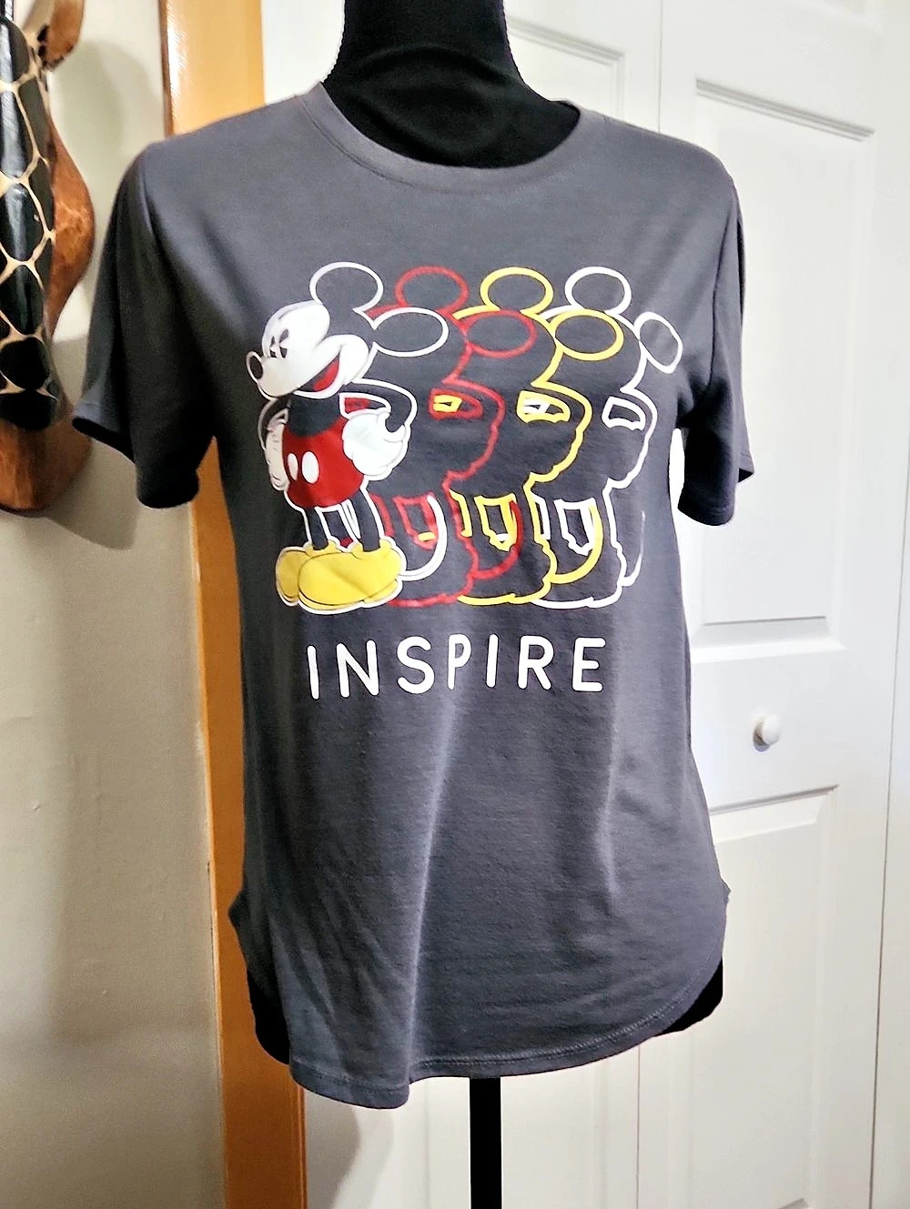 Disney Inspire Mickey Mouse Charcoal Gray Graphic Tee